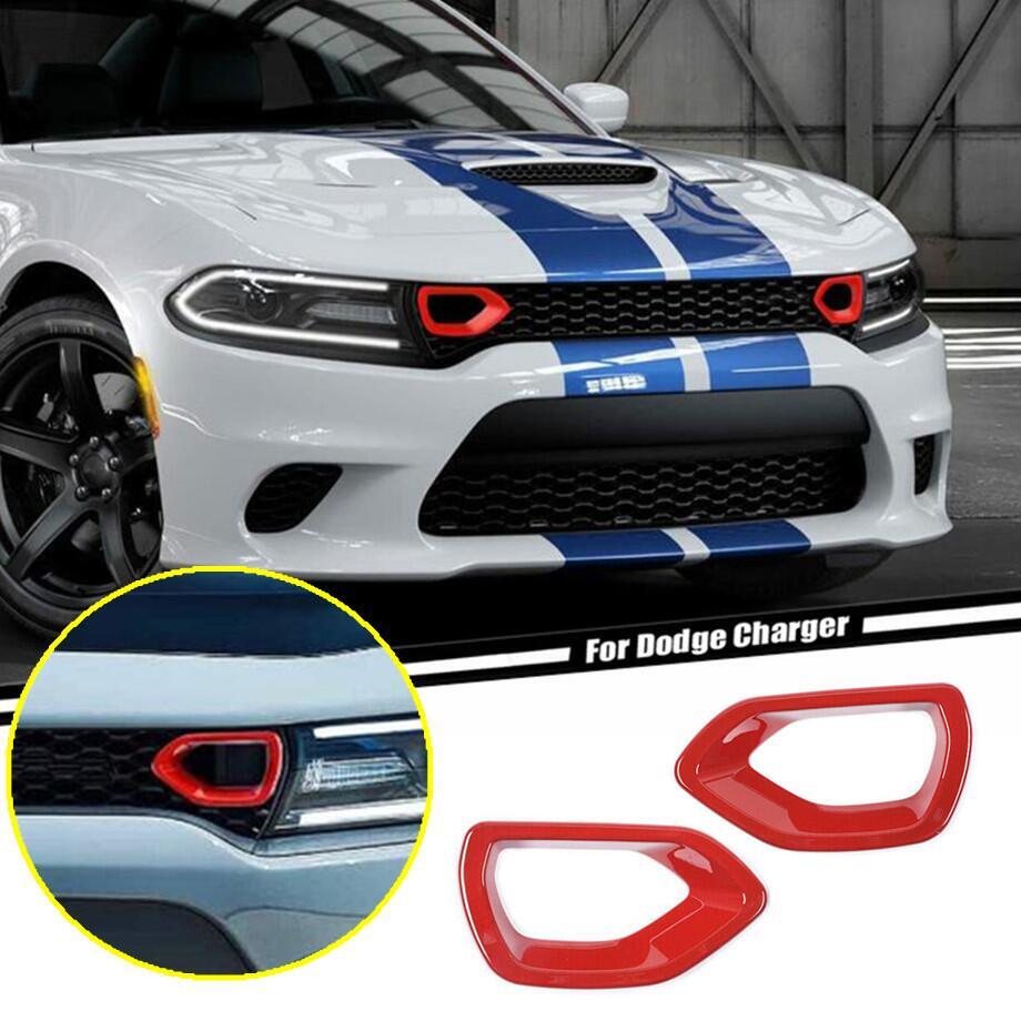 2015-2023 Dodge Charger Red ABS Front Grille Insert Cover Trim Bezel 2P