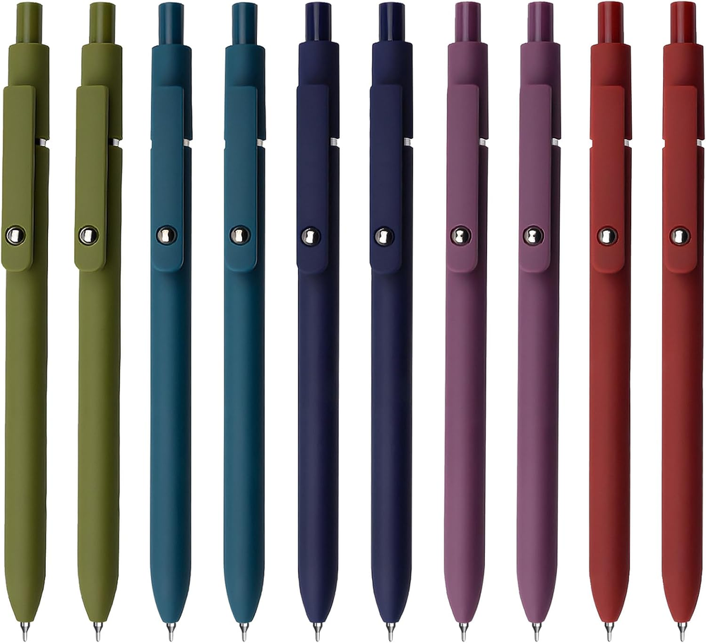 Gel Pens, 10 Pcs 0.5Mm Black Ink Pens Fine Point Smooth Writing Pens with Silico