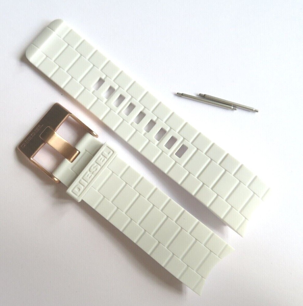 Diesel DZ1572 Original Replacement Silicone Watch Band, White, 24mm Strap for Men and Women