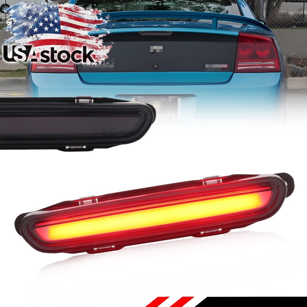 Smoked 3D Red LED Bar 3rd Tail Brake Rear Stop Light For 2006-2010 Dodge Charger