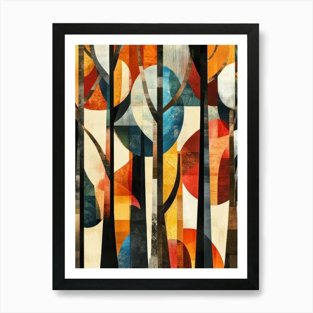 Framed Forest Trees Art Print - 15 Inch Canvas Wall Decor Poster Picture  