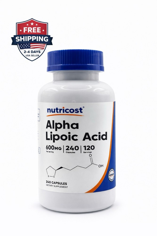 Nutricost Alpha Lipoic Acid 600mg ALA 240 Capsules 120 Servings Vegan