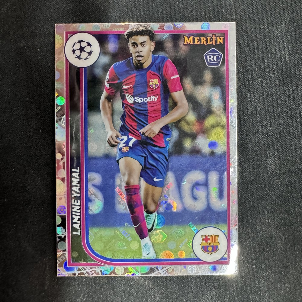 Lamine Yamal 2023-24 Topps Merlin chrome UEFA RC Retro Refractor -vi