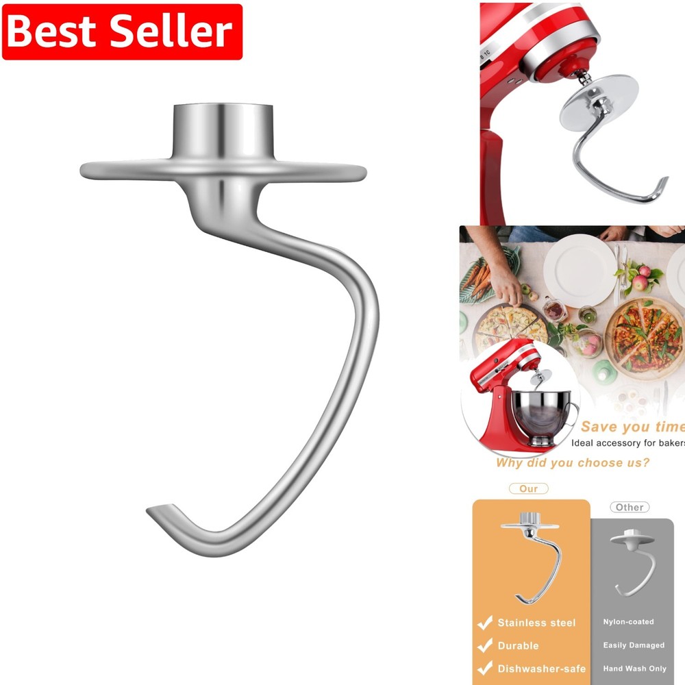 Dishwasher-Safe Dough Hook for Kitchen-Aid Stand Mixer - Easy Clean & Rust-Proof