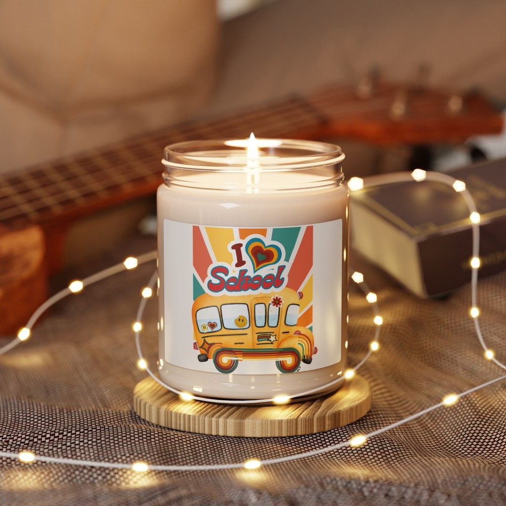 Retro Back to School Scented Soy Candle, 9oz Teacher gift or student gift.-image