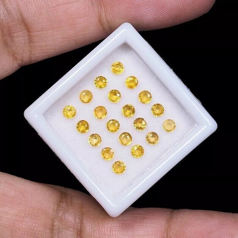 15-Piece Natural Certified 6mm Round Yellow Sapphire Loose Gemstone Lot