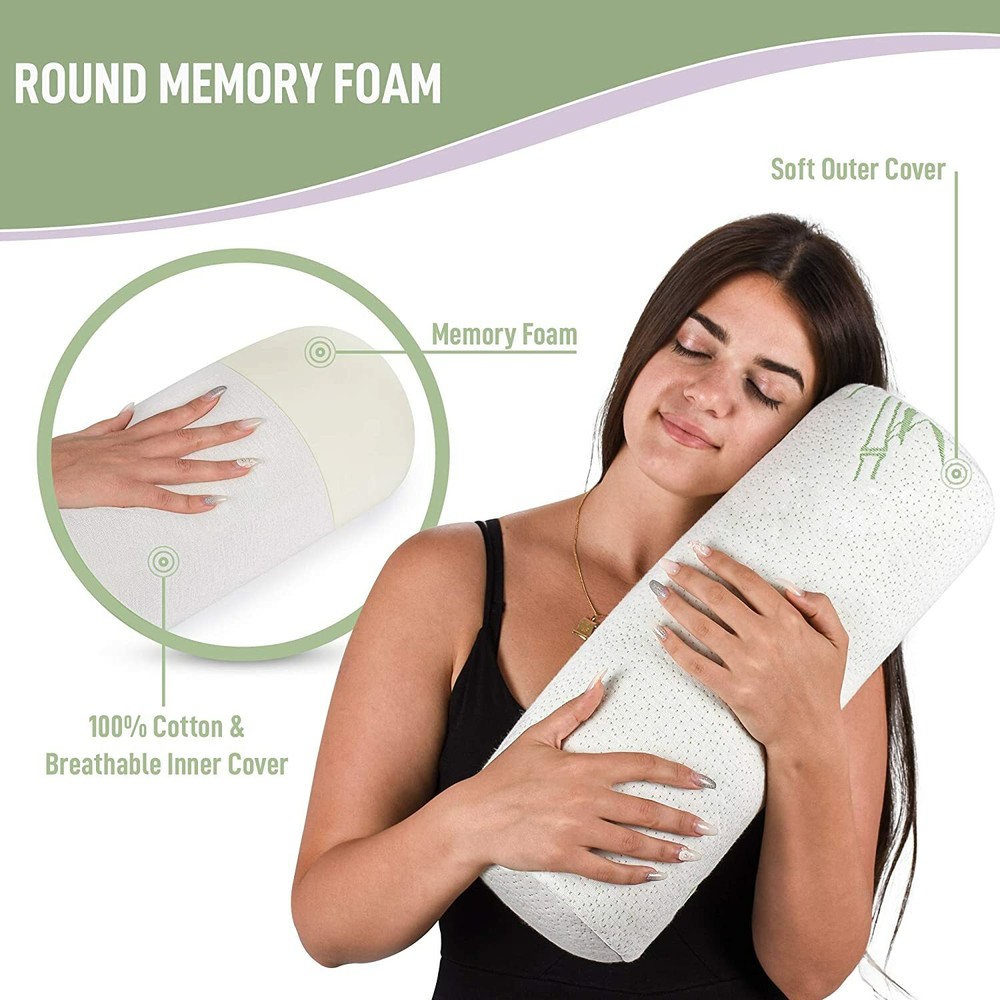 Orthopedic Memory Foam Contour Sleep Pillow Roll Cervical Neck Support Bamboo