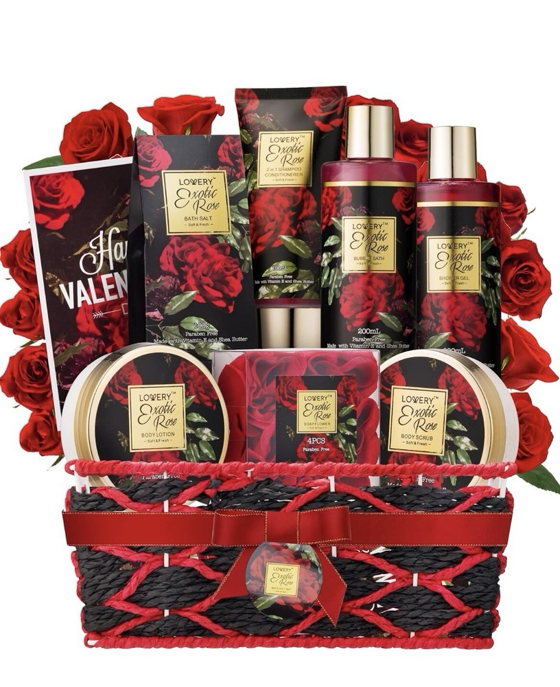 Valentines Day Gifts for Her - Exotic Rose Valentine Gift Basket for Women, Spa-image