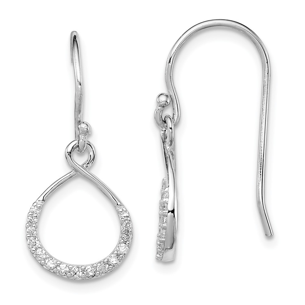 Sterling Silver Cubic Zirconia Infinity Shepherd Hook Drop & Dangle Earrings