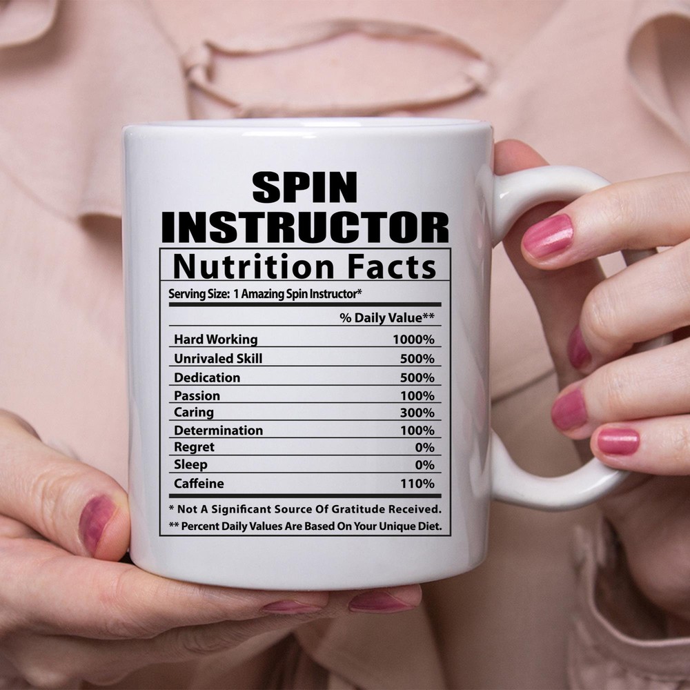 Spin Instructor Humor Nutritional Facts Coffee Mug Gym Gift Idea
