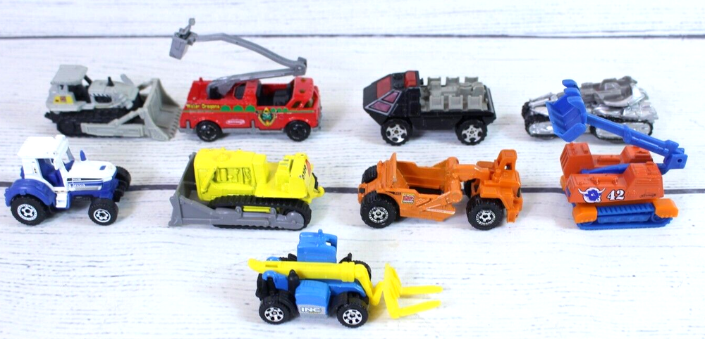 Lot Of 9 Matchbox Toy Diecast Construction Equipment Tractors Forklifts