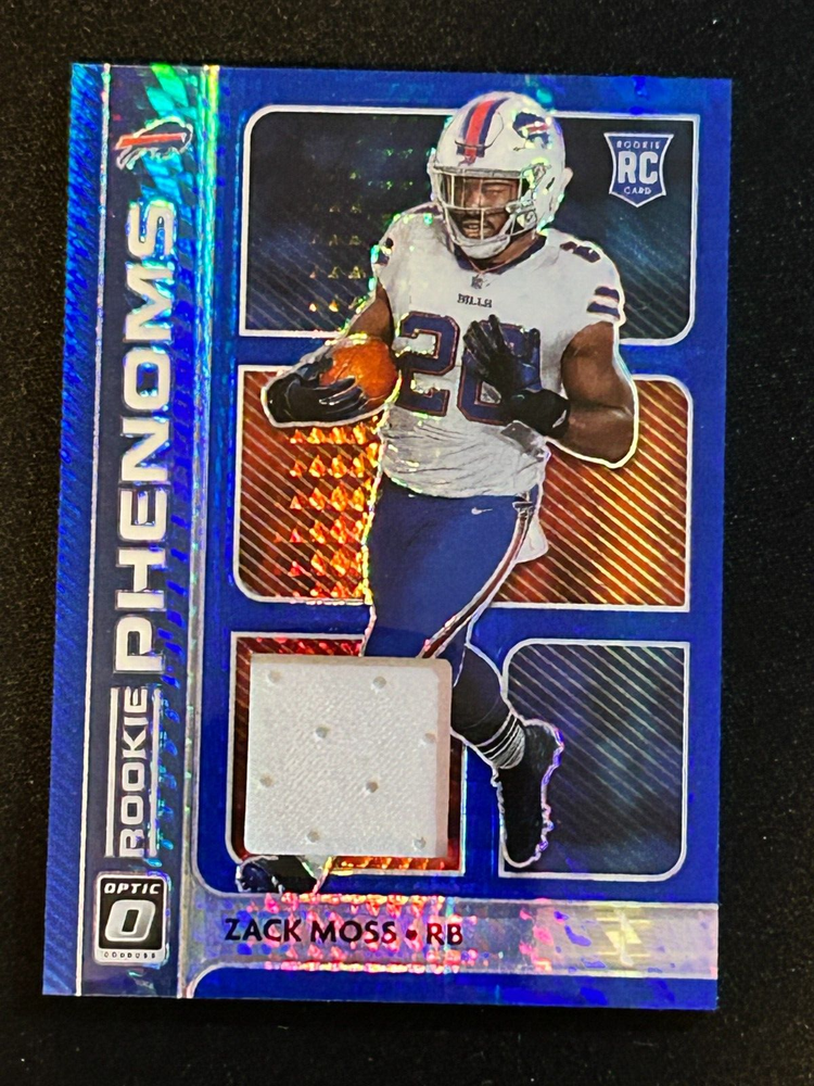 2020 Panini Donruss Optic Rookie Phenoms Zack Moss Blue Hyper Relic Card #RP-30