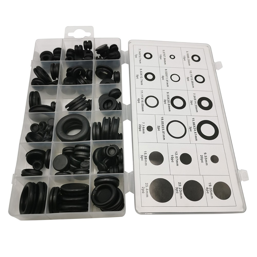 125-Piece Rubber Grommet Assortment for Firewall Hole Plugs & Wiring Protection