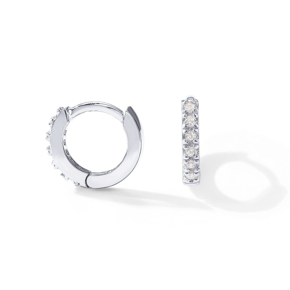 14K Cubic Zirconia Mini Huggies Mini White Gold