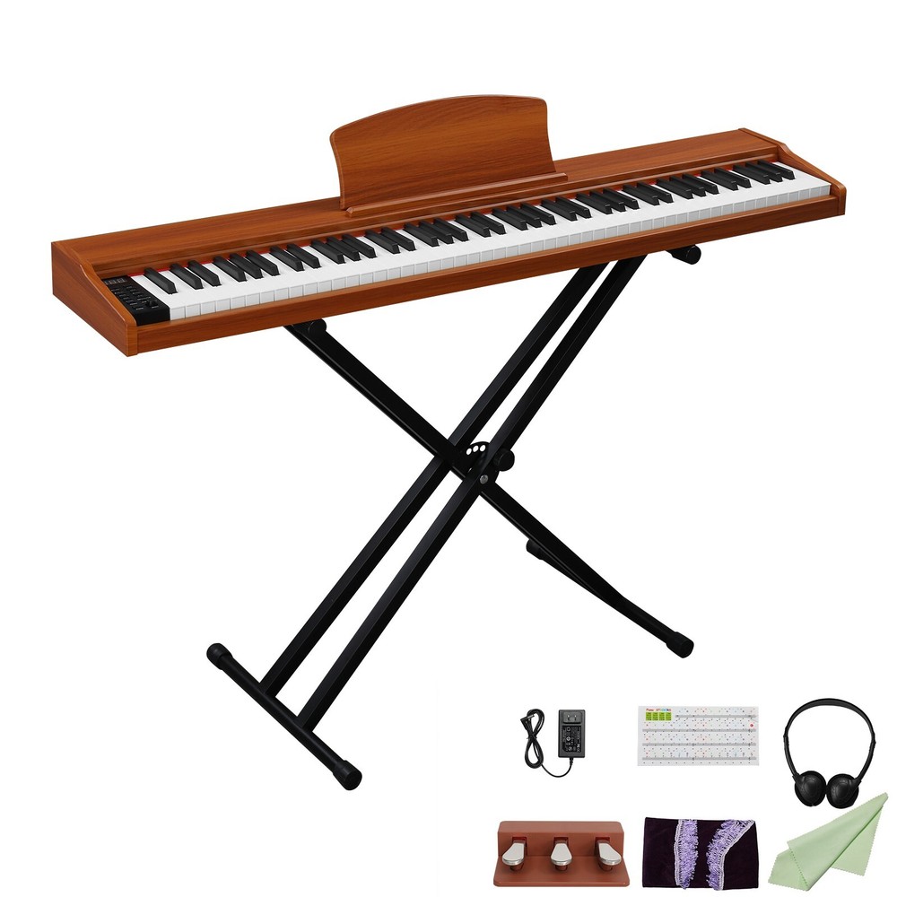 88-Key Semi-Weighted Wooden Digital Piano with Stand & 3 Pedals - GPP-107 Full Size Keyboard-image