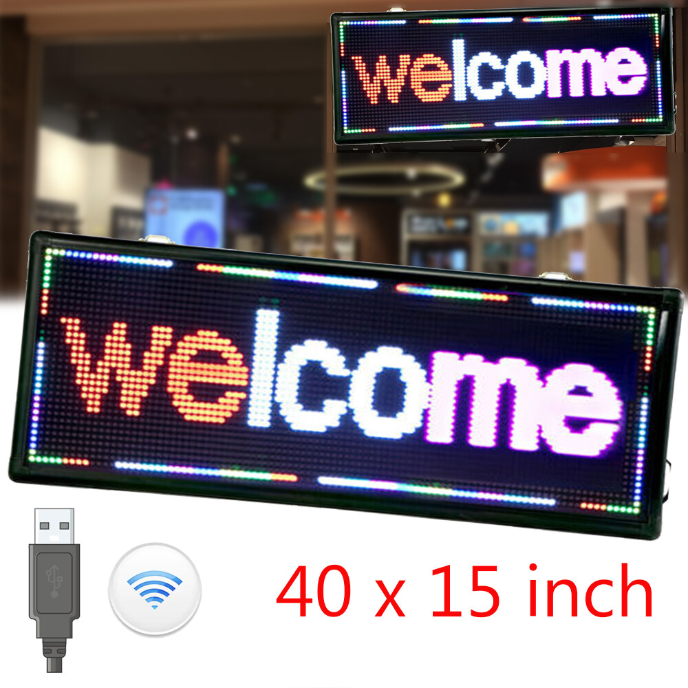 40x15 Inch LED Scrolling Message Board 3-Color Programmable Digital Sign for Advertising