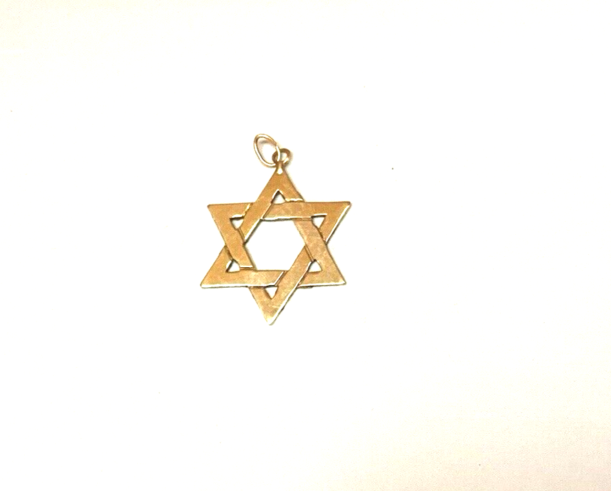 14K Yellow Gold  Star of David Jewish Religious Pendant