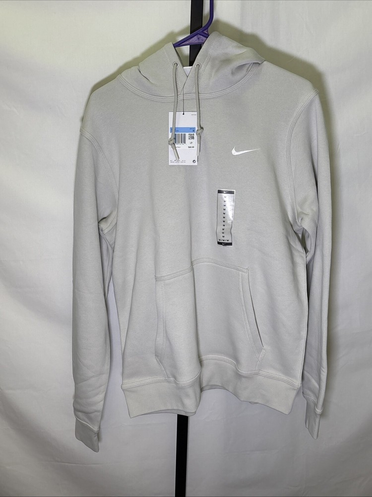 Medium - Nike Sportswear Fleece Solo Swoosh Hoodie Light Bone 611457-072 NWT
