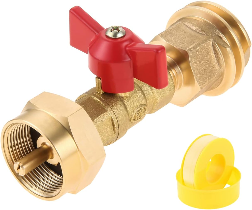 20Lb to 1Lb Propane Tank Adapter with Valve for 1Lb / 16.4Oz Disposable Throwawa