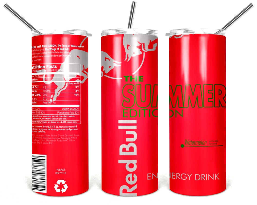 RedBull Watermelon Multicolor 20oz Insulated Tumbler With Box Lid Straw New