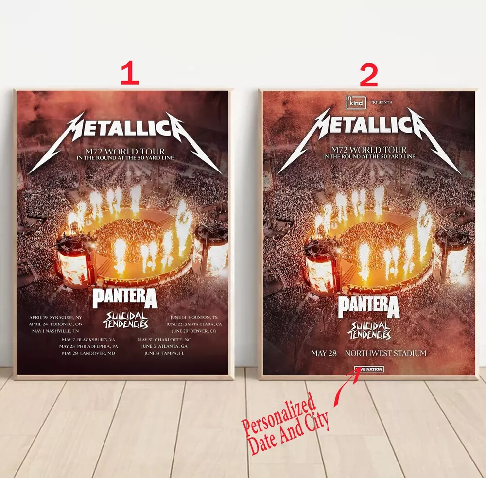 Custom Metallica M72 World Tour 2025 North American Dates Poster