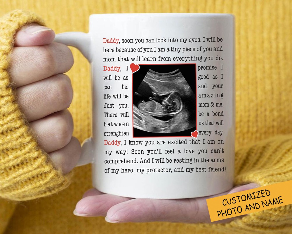 Words Mug And Love From The Bump Personalized Mug Ultrasound Mug 1st Fathers Day