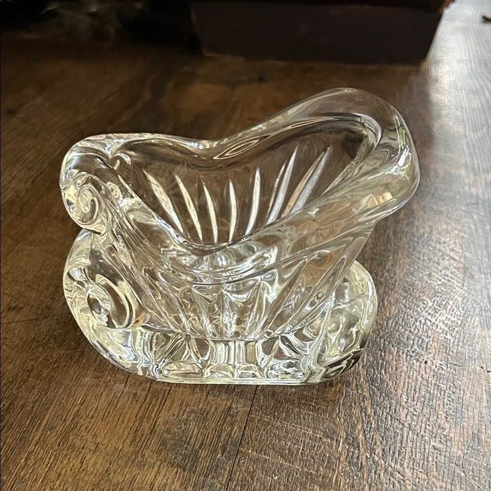 Crystal Sleigh Votive Candle Holder USA Centerpiece Winter Christmas Holiday