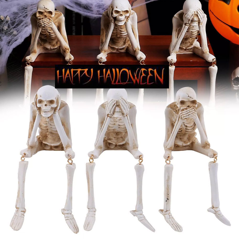 Halloween Skeleton Statue Figurines Human Skeleton Haunted House Party Decor