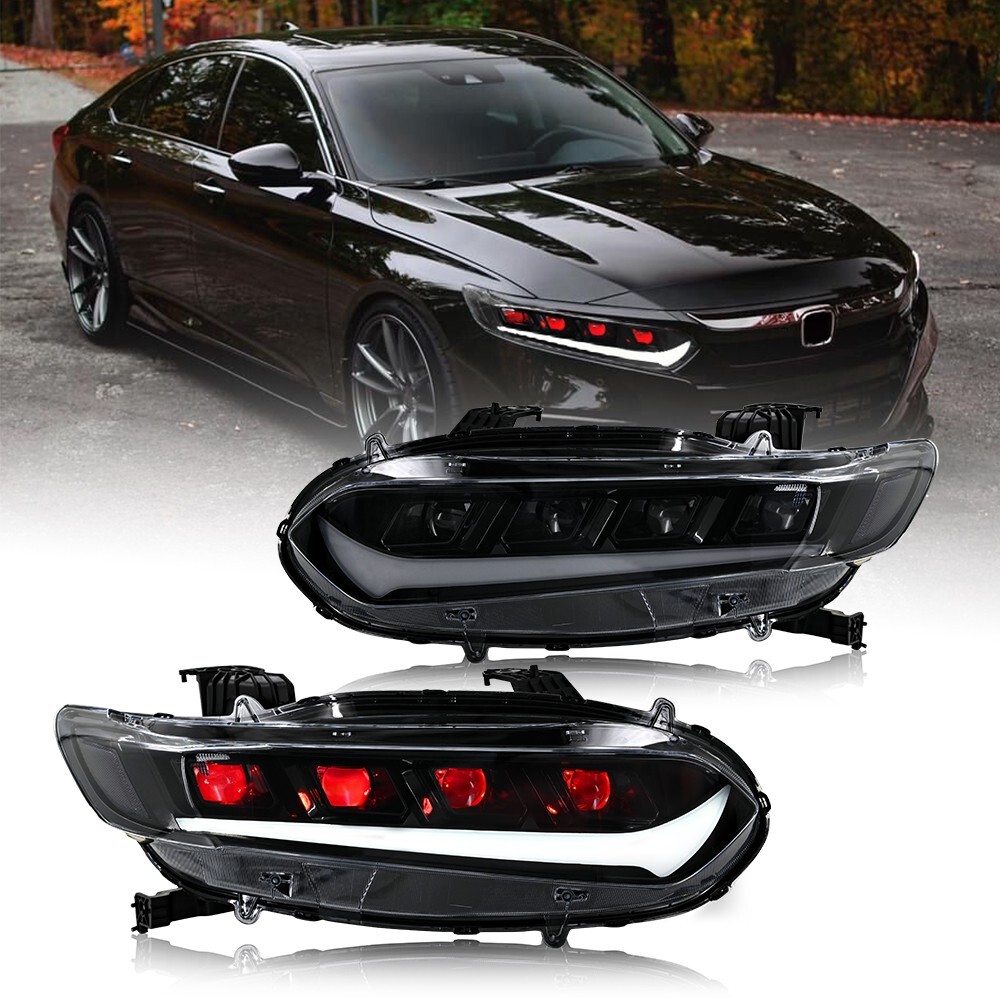 For 10th Gen Honda Accord 2018-2022 Pair LED Headlights Assembly Start Animation