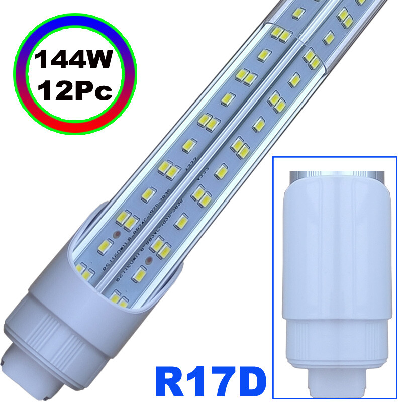 T8 Rotatable LED Tube Light 8Ft R17D 144W LED Shop Light HO Base LED Light 12pc