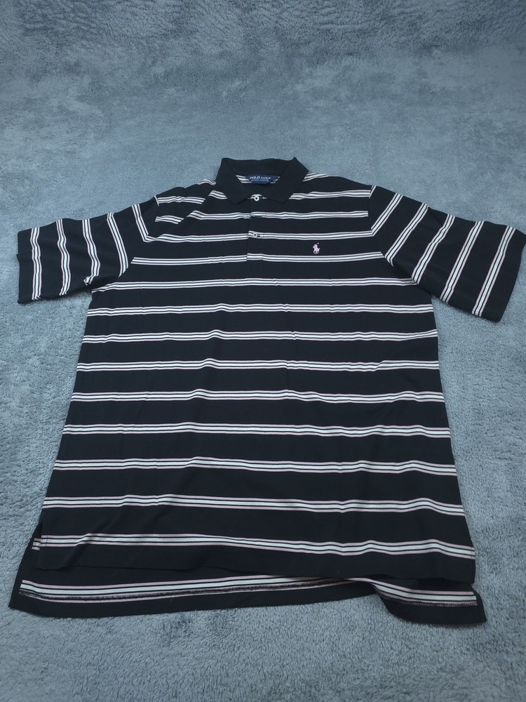 Polo Golf Ralph Lauren Polo Shirt Mens XL Black Pink Striped Classic Golf Cotton