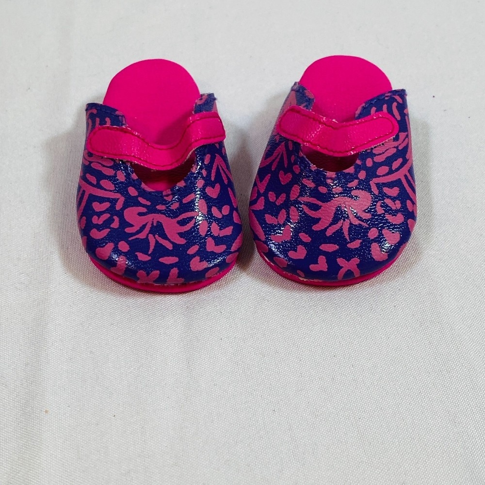 Pink Navy Blue Print Slip-On Water Beach Shoes for 18
