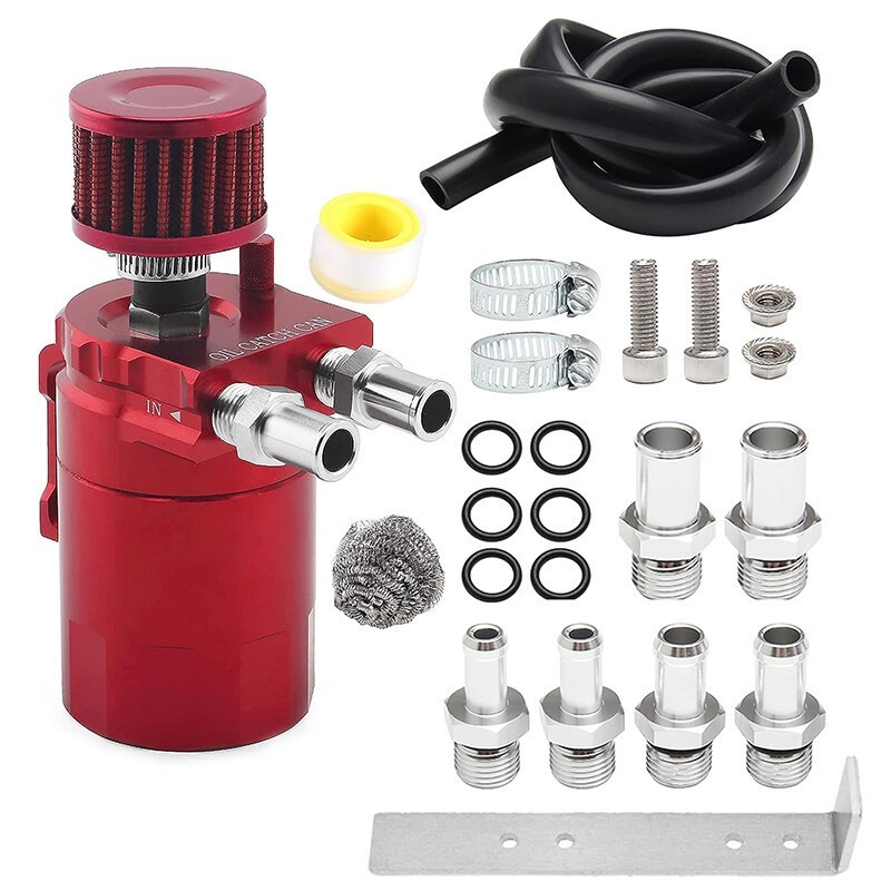 Oil Catch Kit for Reservoir Baffled Tank W/ Breather Filter Universal Aluminum