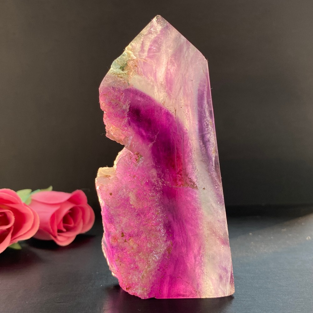 172g Natural Feather Fluorite Tower Quartz Crystal Obelisk Carving for Reiki Healing