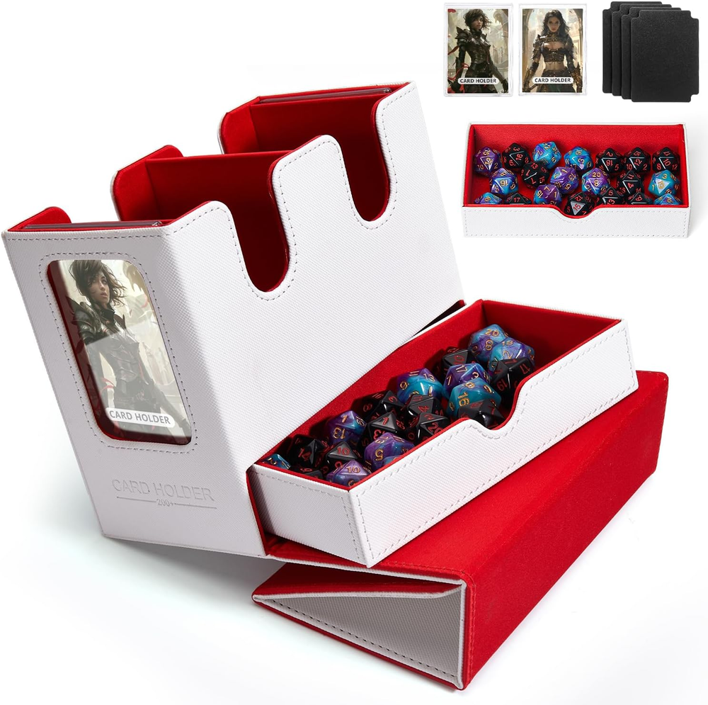 Mtg Deck Box for Commander Deck Box with Dice Tray Fits 230 Cards, 4 in 1 for Ma