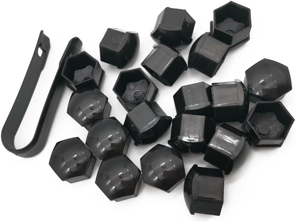 QPINGH 20PCS Car Wheel Nut Caps, 21mm Universal Lug Covers 21 mm, Black