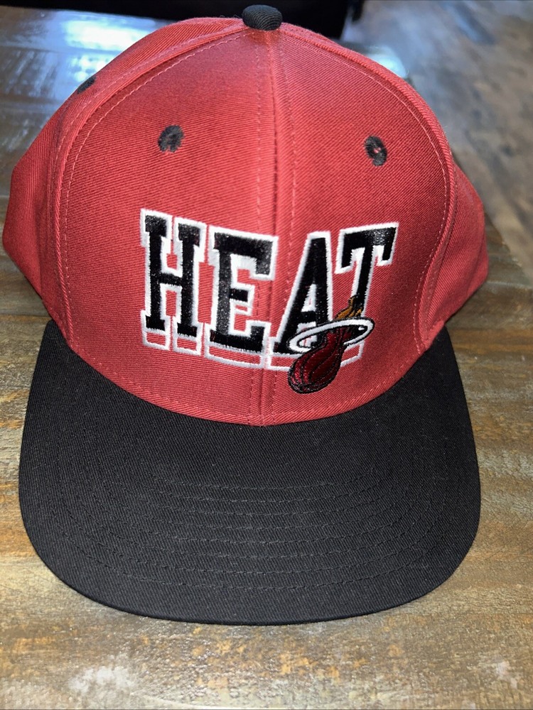 ADIDAS MIAMI HEAT Snapback Hat Official NBA Draft Cap Adjustable Black Authentic