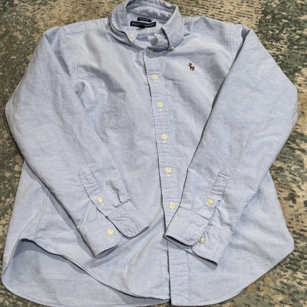 Young Boys' Polo Ralph Lauren Short Sleeve Button Down Shirt Light Blue Size 8