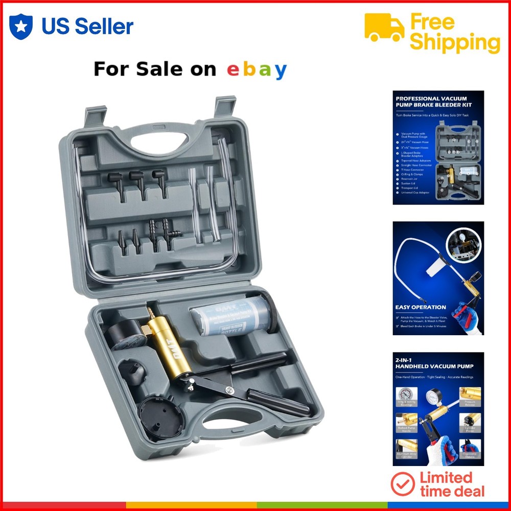 Brake Bleeder Kit with Vacuum Pump Adapters for Brake Power Steering Fluid