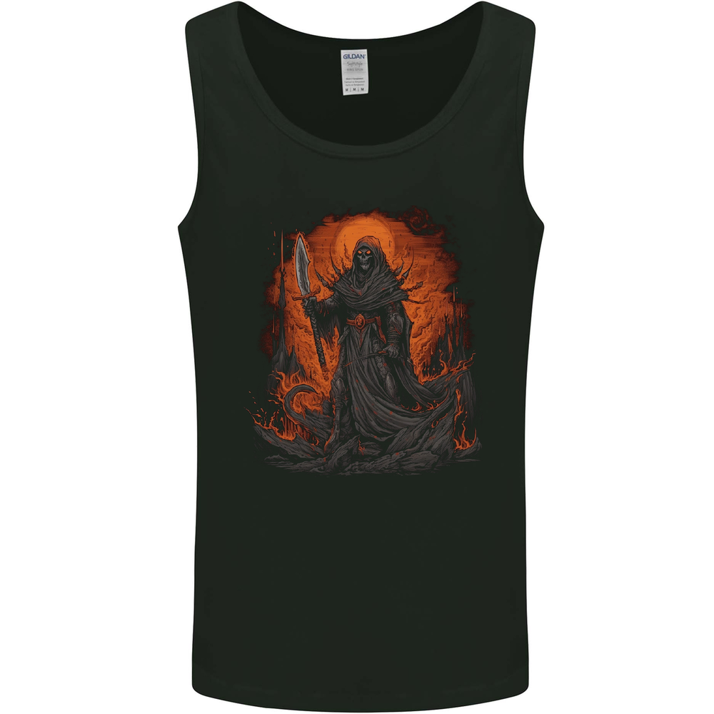 The Grim Reaper in the Depths of Hell Mens Vest Tank Top