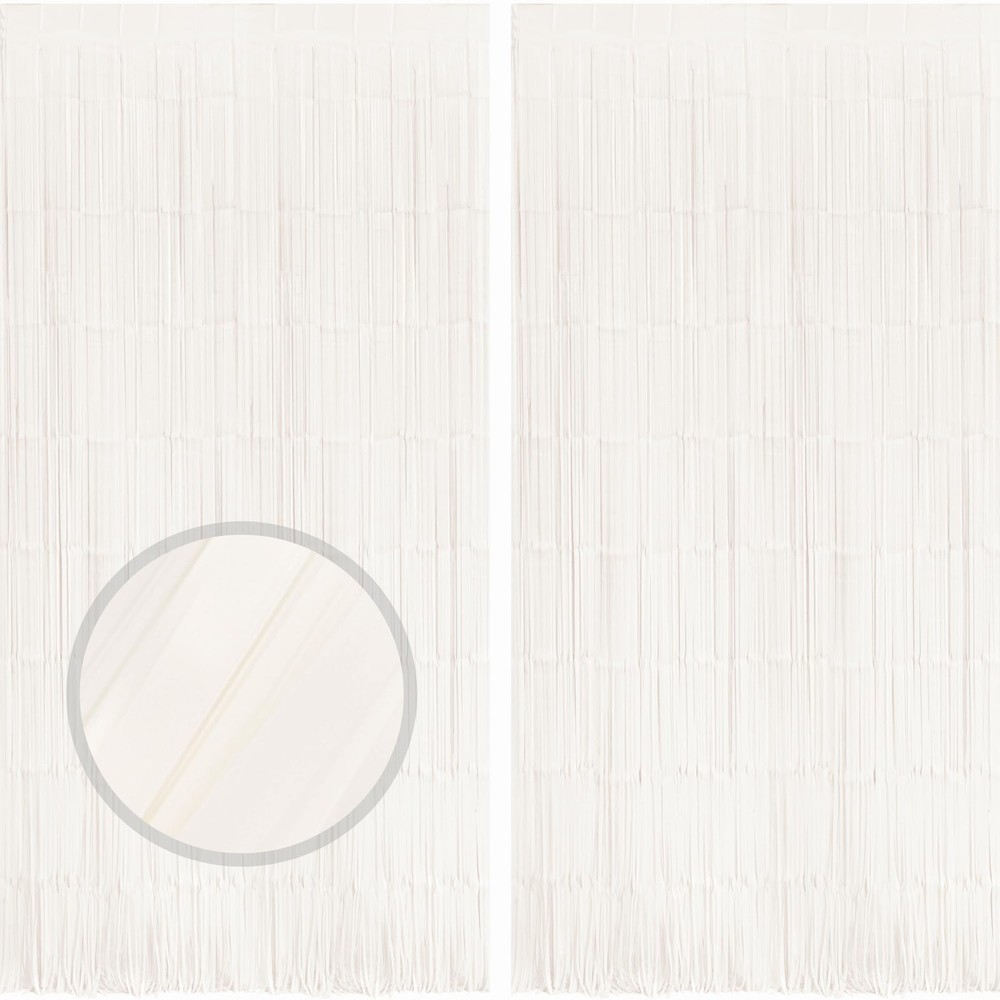 2PCS White Streamers Party Decorations - 3.3ft x 8.2ft White Fringe Backdrop ...