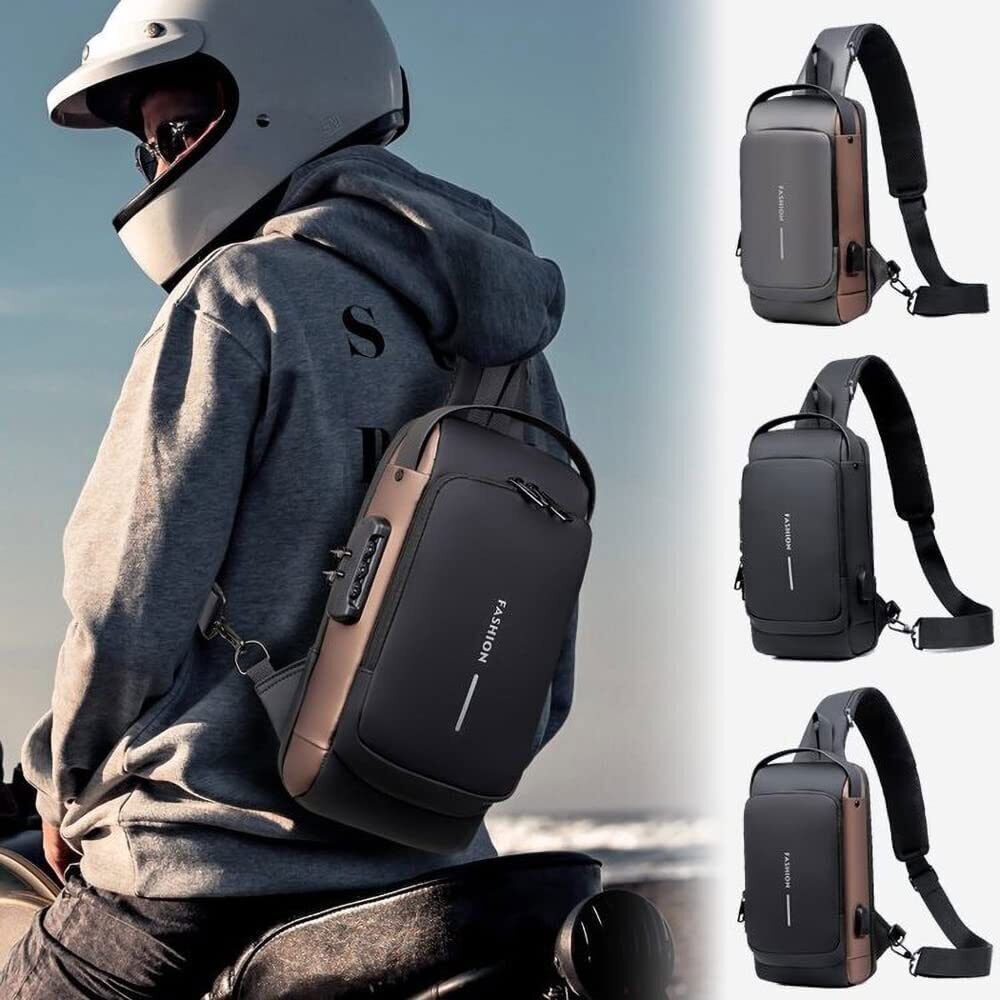 Anti-Theft USB Charging Waterproof Crossbody Sling Backpack for Sports