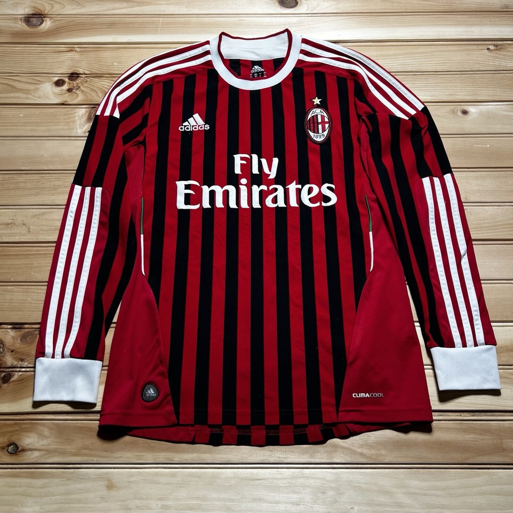 Zlatan Ibrahimovic Adidas AC Milan 2011-2012 Kit Long Sleeve Shirt Jersey Small