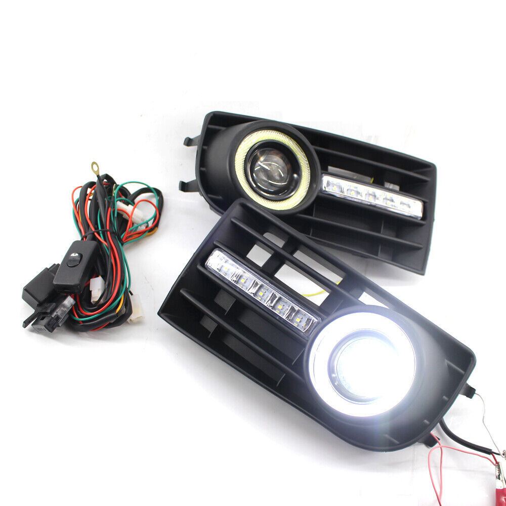 2PCS H3 Fog Lights Lamps Grille & Wiring Kit for VW Golf 5 MK5 2003-2009