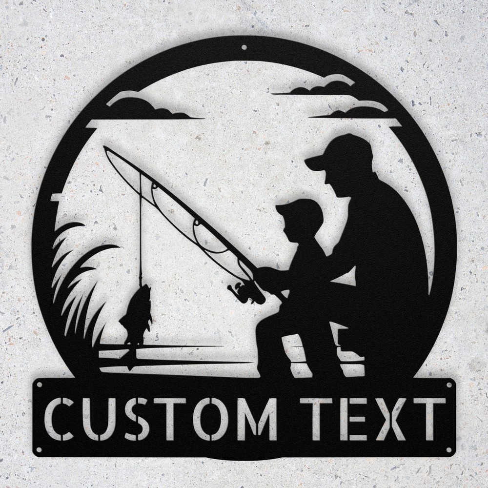 Custom Fishing Father Son Metal Sign Personalized Wall Art Gift for Anglers Home