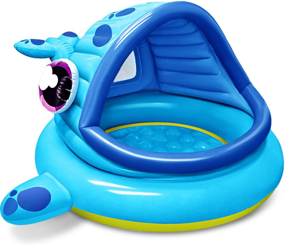 Inflatable Whale Shade Pool for Babies and Toddlers with Sun Protection