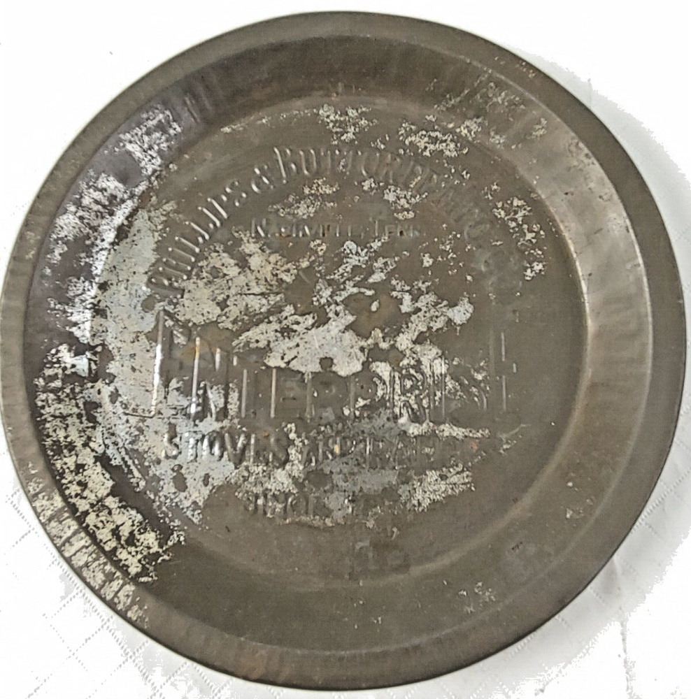 Enterprise Stoves & Ranges Phillips Buttorff Mfg Adv Pie Tin Nashville #21530