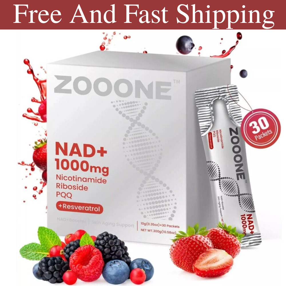 NR1000 NAD+ Drink Mix - Berry Flavor, Energy & Skin Support, 30 Pack