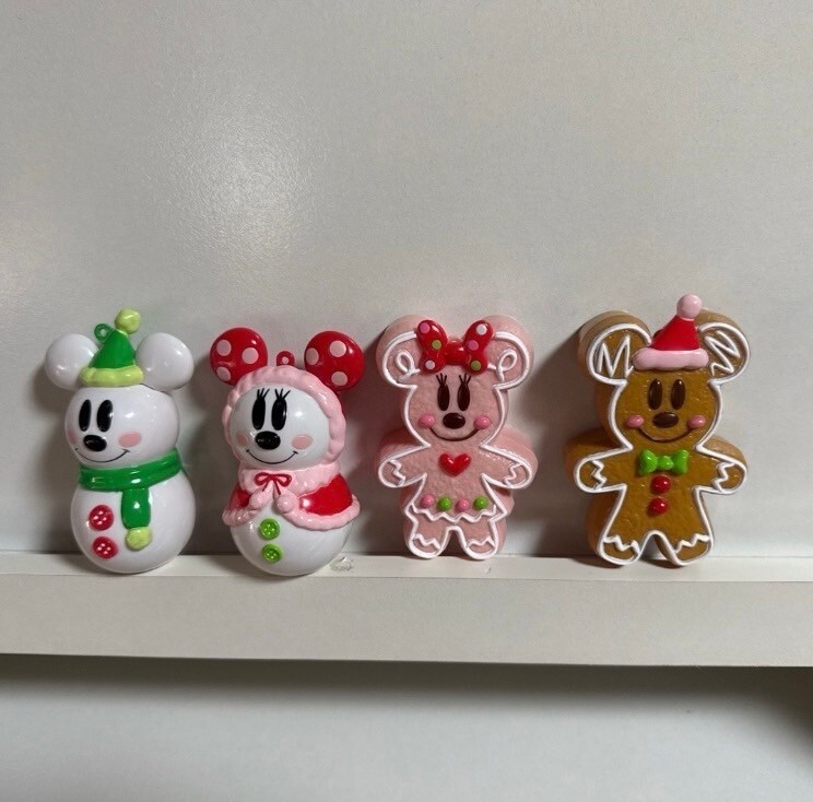 TOKYO Disney GingerBread Christmas Ornament Mickey Minnie Snowman Used Set of 4