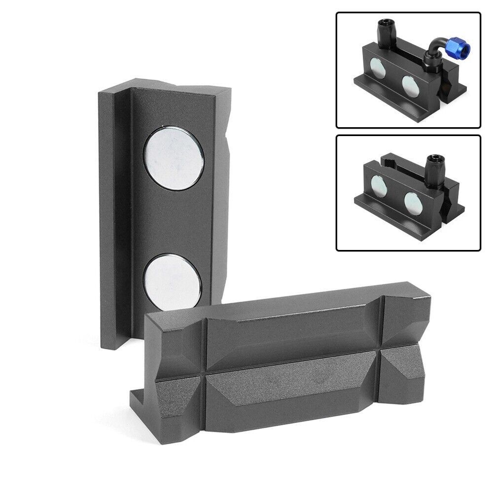 4-inch Aluminum Vise Jaw Protectors for AN Fittings with Magnetic Adapter